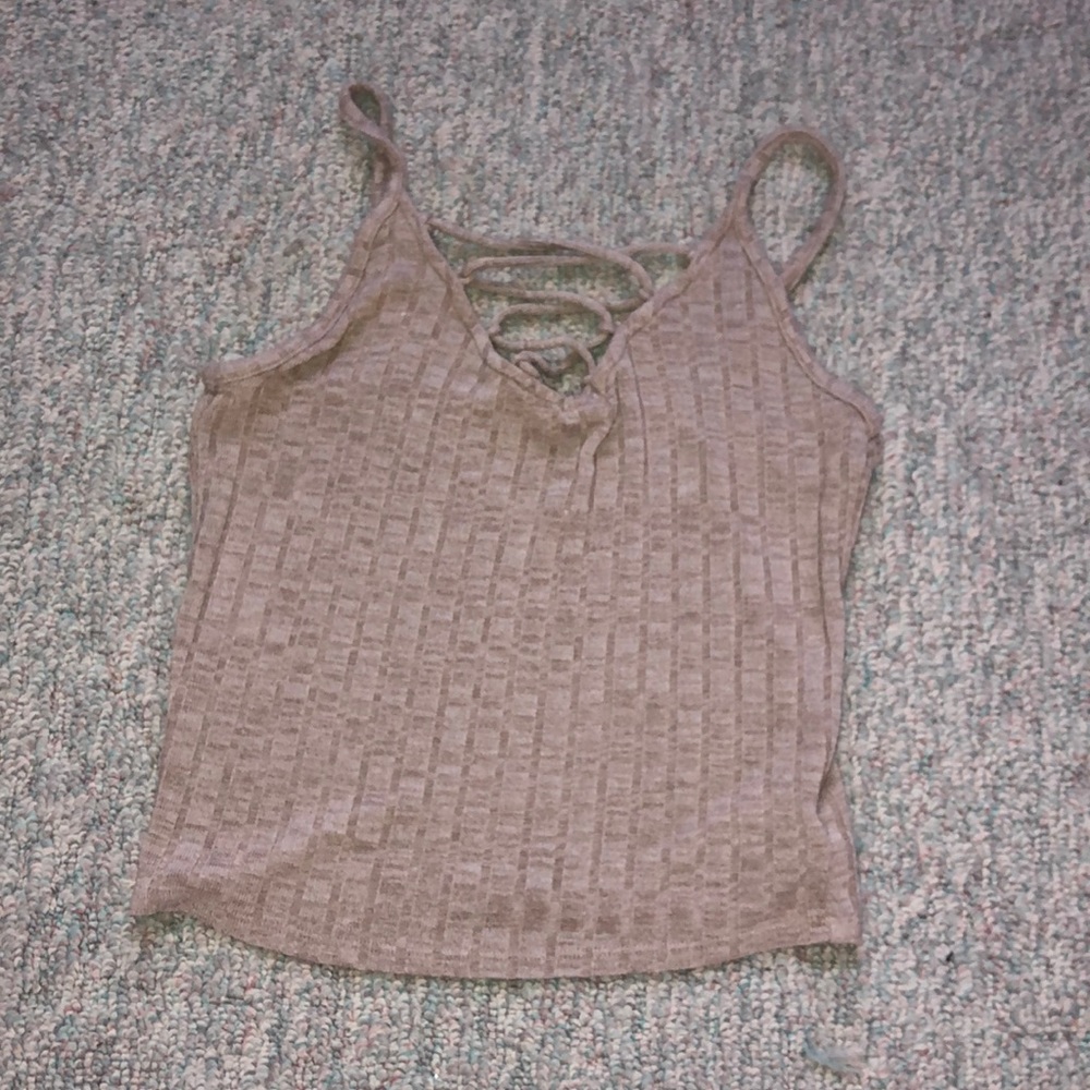 nude tank top lace up